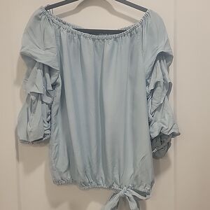 Vince Camuto off the shoulder balloon sleeve top chambray NWT Sz- Med